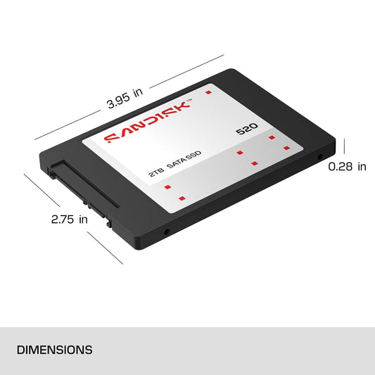 SanDisk® 520 SATA SSD 500GB, 2.5-inch Internal Solid State Drive, Up to 560MB/s Read Speed, 3D NAND, Up to 1000TBW Endurance, 5-Year Limited Warranty