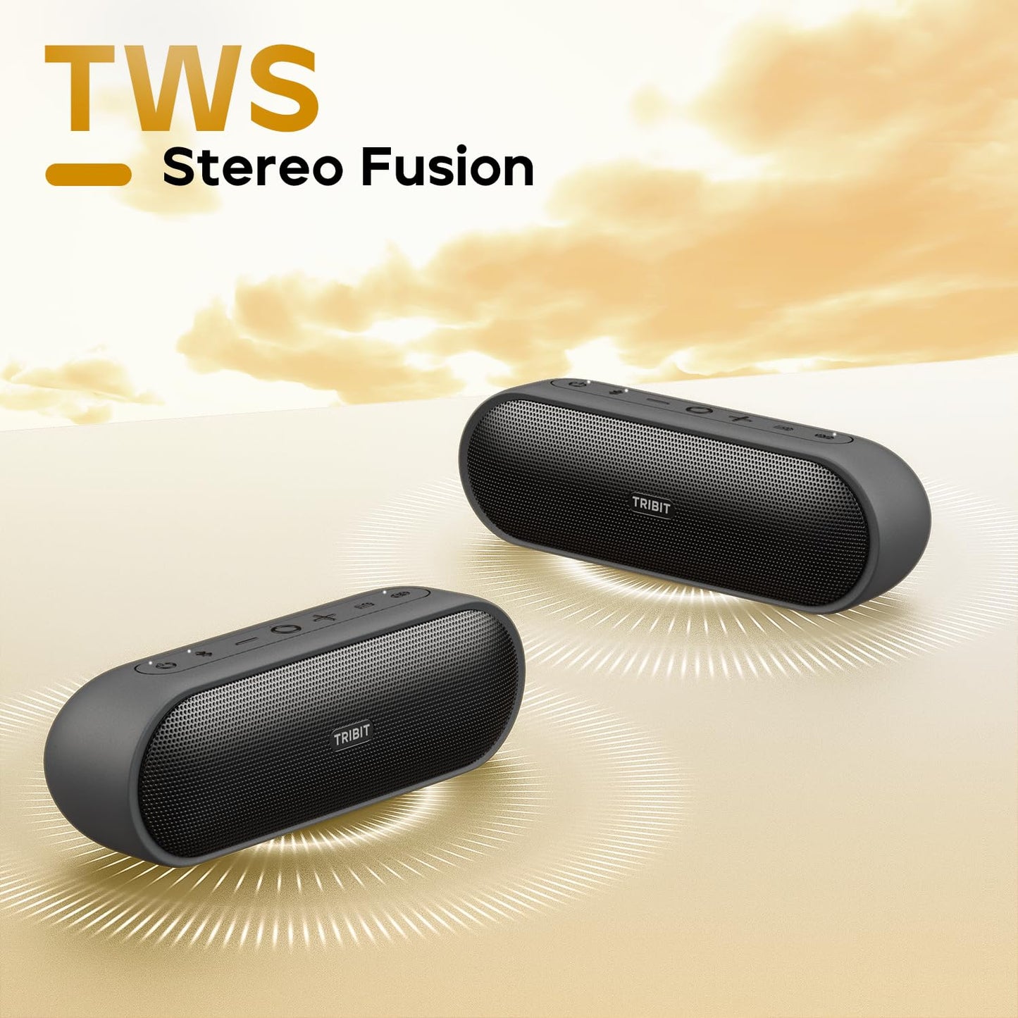 Tribit XSound Plus 2 Bluetooth Speaker, 30W Loud Stereo Sound with XBass, 24H Playtime, IPX7 Waterproof, Built-in Mic, 150ft Range – Black