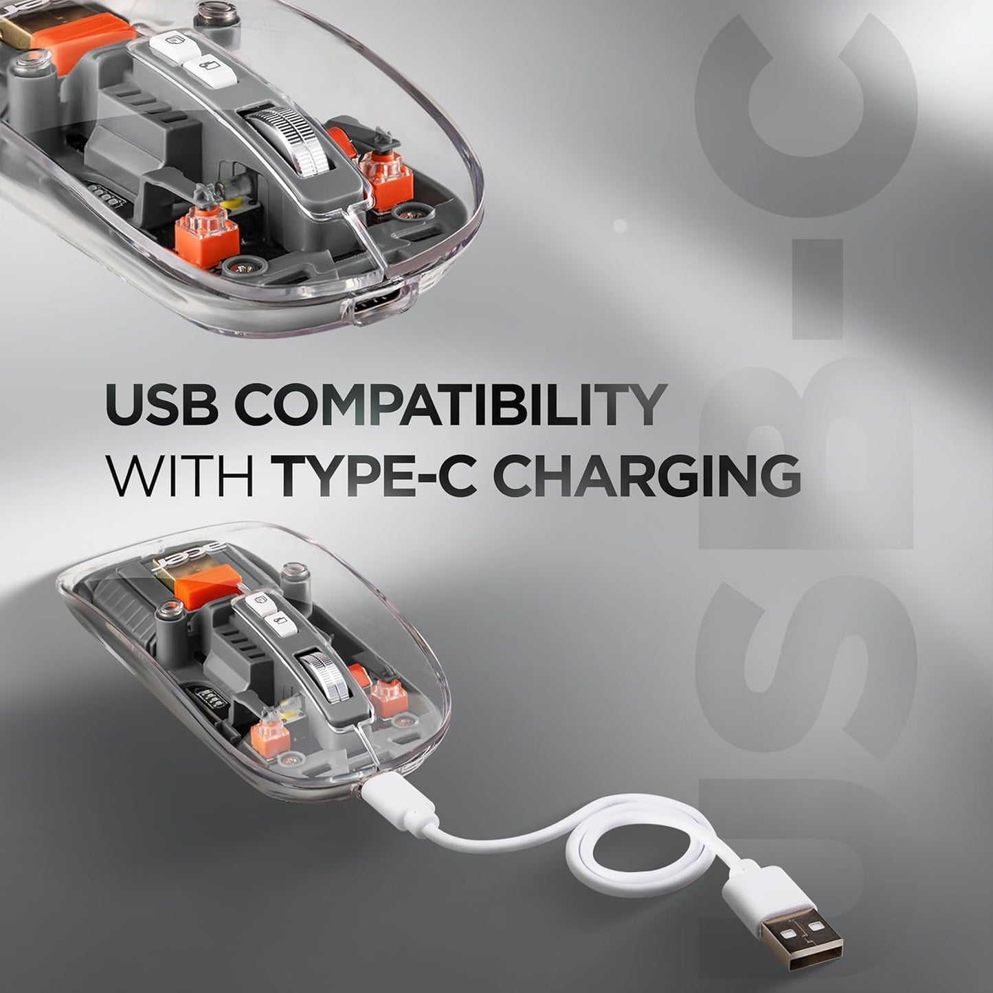 Acer Clearview Transparent Wireless Mouse with Triple-Mode Connectivity, Silent Click Tech