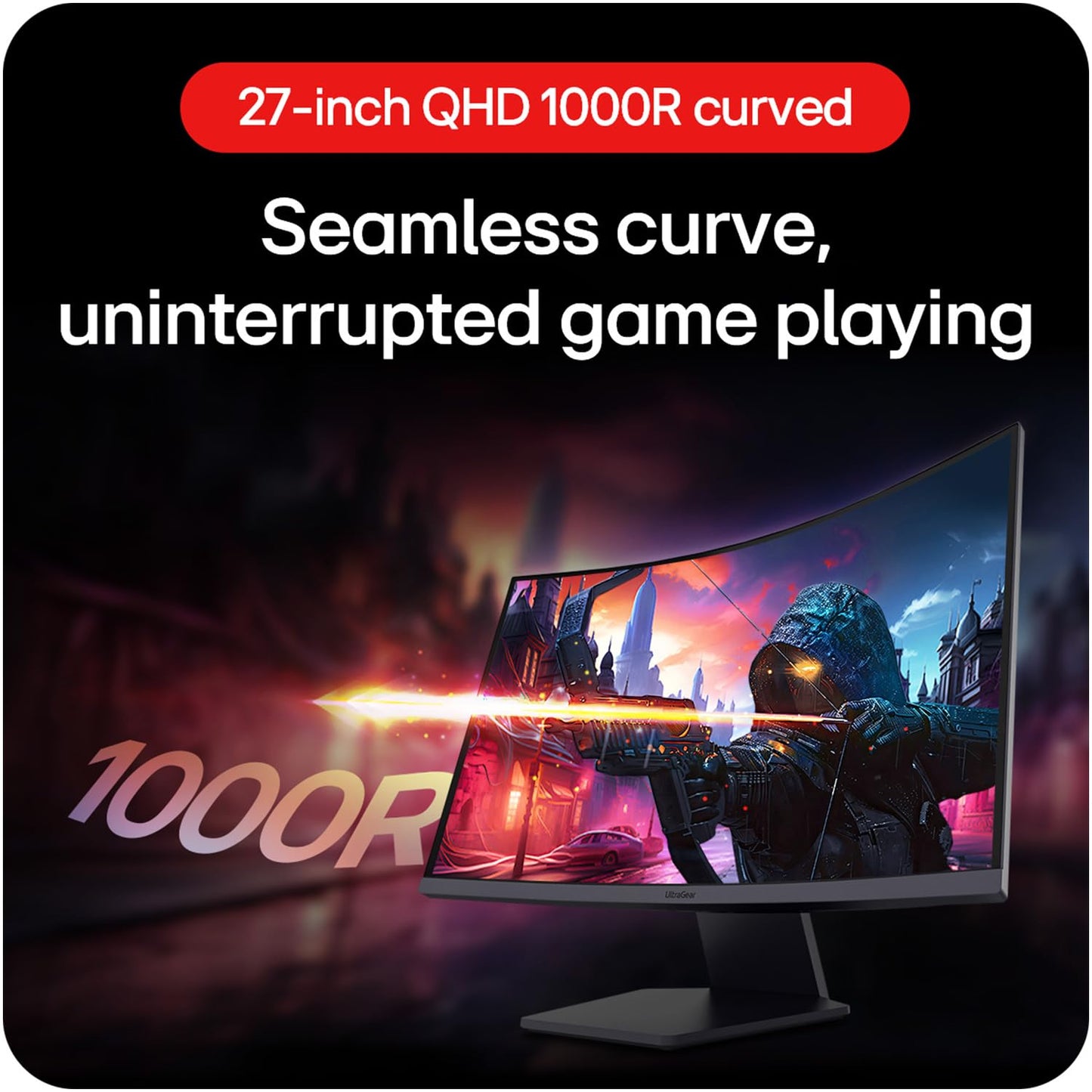 LG Ultragear 27GS60QC-B Curved Gaming Monitor (2560x1440), 180Hz