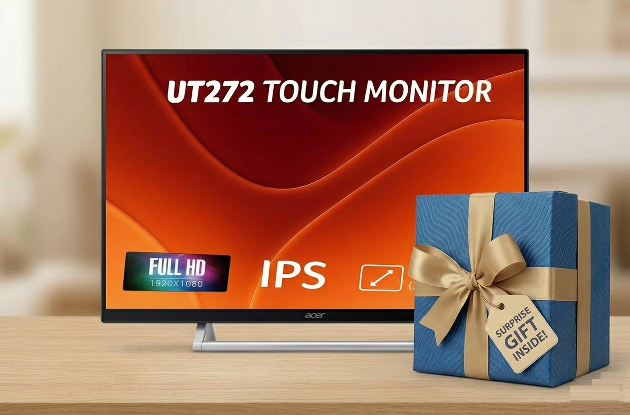 Acer UT272 27 Inch Touch Screen Monitor | Full HD IPS | 10-Point Multi-Touch | 7H Scratch-Resistant Glass | 75Hz AdaptiveSync | HDMI, DisplayPort, USB HUB | Built-in Speakers | Energy Star | Black