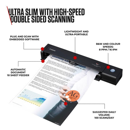 Canon P-208II USB 2.0 Document Scanner Ultra-portable equipped with ADF