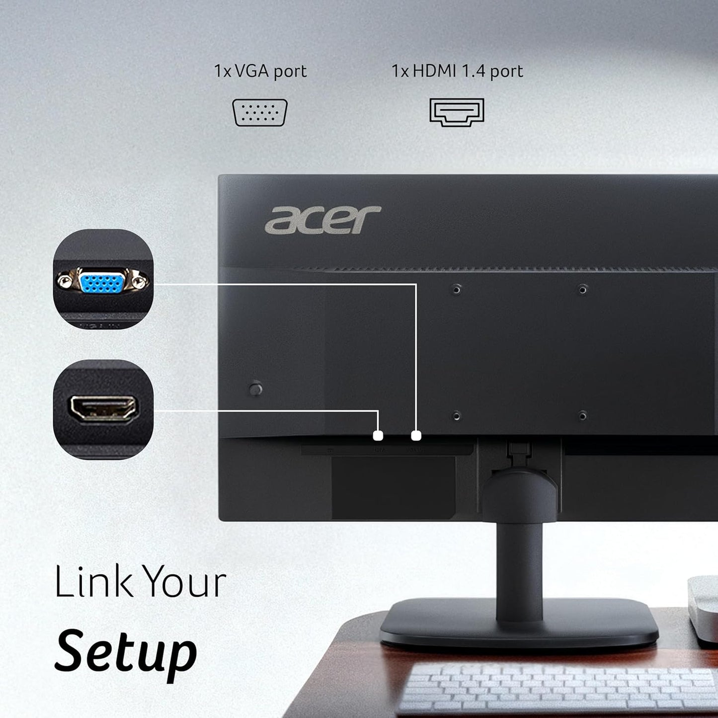 Acer EK220Q J0 21.5 Inch Full HD VA Panel Monitor | 120Hz Refresh | 1ms VRB | AdaptiveSync | sRGB 99% | Flicker-Less & BlueLightShield | ZeroFrame | HDMI + VGA | Tilt Adjustable I Eye Care | Black