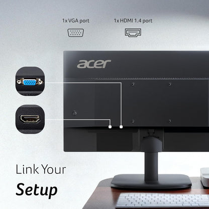 Acer EK220Q J0 21.5 Inch Full HD VA Panel Monitor | 120Hz Refresh | 1ms VRB | AdaptiveSync | sRGB 99% | Flicker-Less & BlueLightShield | ZeroFrame | HDMI + VGA | Tilt Adjustable I Eye Care | Black
