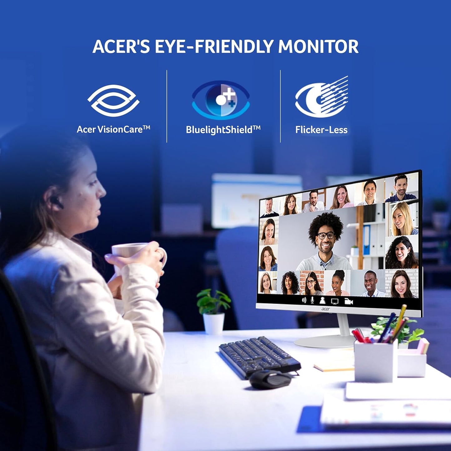 Acer SA242Y P1 23.8 Inch Full HD IPS Ultra Slim (7.2mm Thick) Monitor | 144Hz Refresh Rate | 1ms VRB | ZeroFrame Design | AMD FreeSync VisionCare Eye Protection | HDMI + VGA | Built-in Speakers
