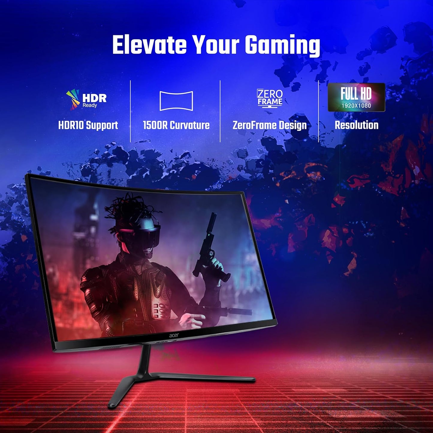 Acer ED270 Z 27 Inch Full HD 1500 R Curved Gaming Backlit LED LCD Monitor I 1MS VRB, 280Hz Refresh Rate I AMD Freesync Premium I HDR10 I 2 x HDMI(2.0) 1 x DP(1.4), Audio Out I 2W x 2 Speakers I Black