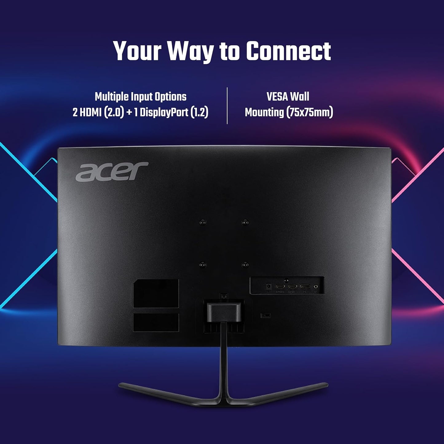 Acer ED270 Z 27 Inch Full HD 1500 R Curved Gaming Backlit LED LCD Monitor I 1MS VRB, 280Hz Refresh Rate I AMD Freesync Premium I HDR10 I 2 x HDMI(2.0) 1 x DP(1.4), Audio Out I 2W x 2 Speakers I Black