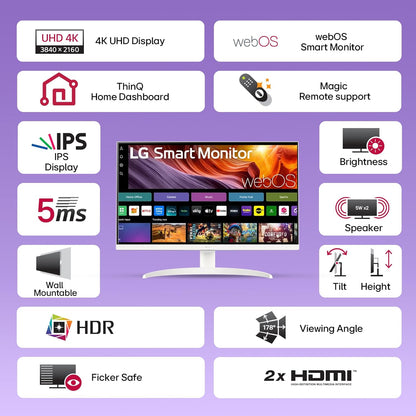 LG Smart Monitor 27SR75U , IPS, 4K, UHD (3840x2160) USB Type-C 65W PD