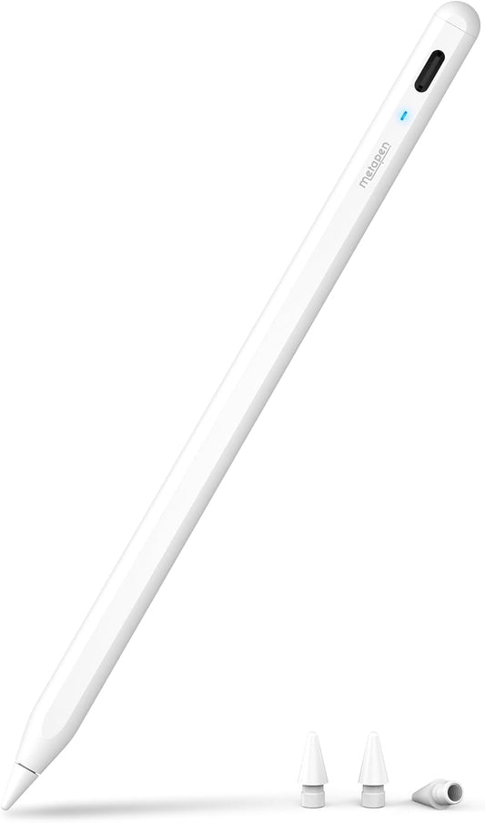 Metapen Pencil A8 for Apple iPad 2018-2025, 2X Faster Charge White