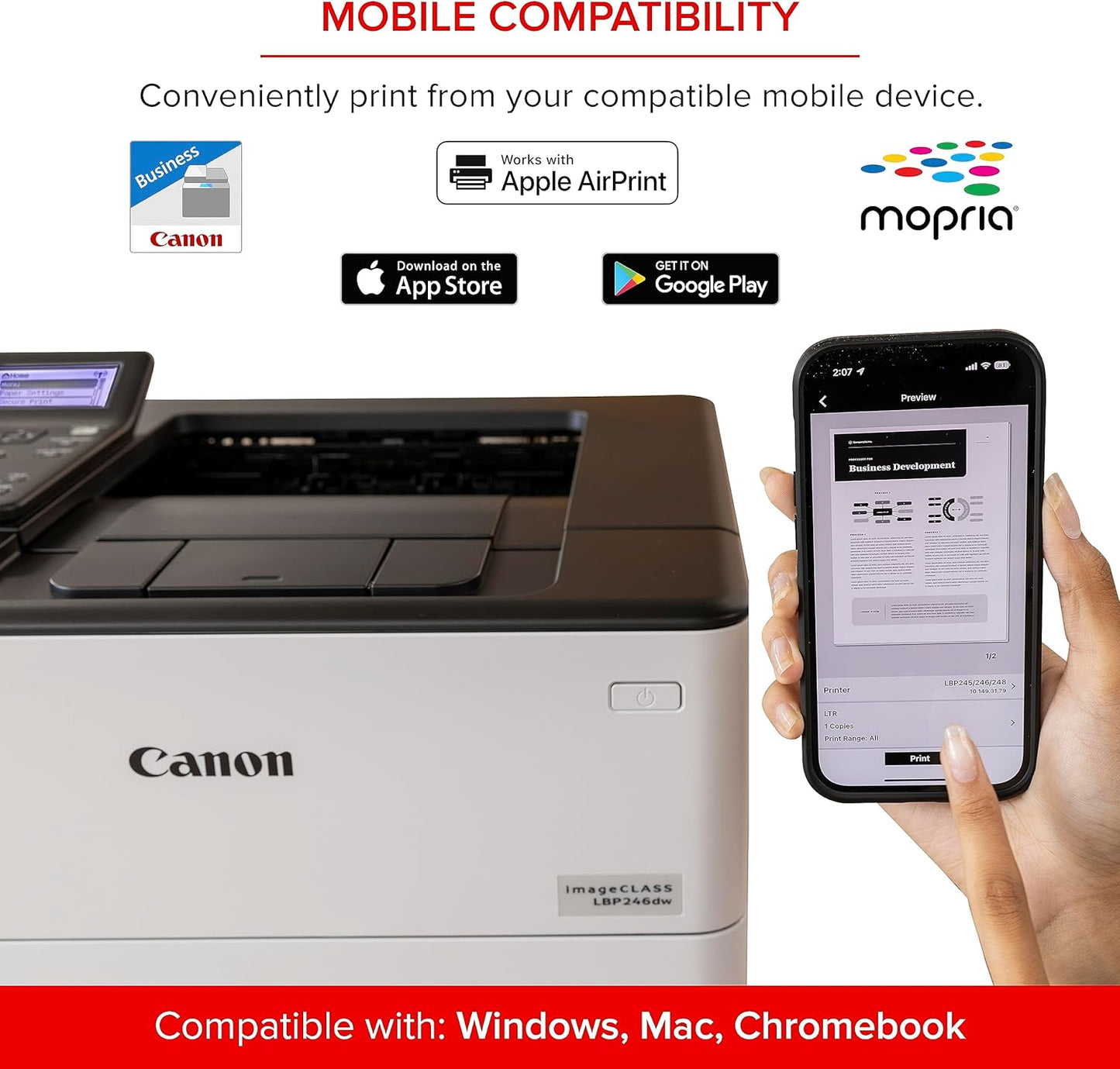 Canon imageCLASS LBP246dw Monochrome Duplex, Wireless Laser Printer, Single Function