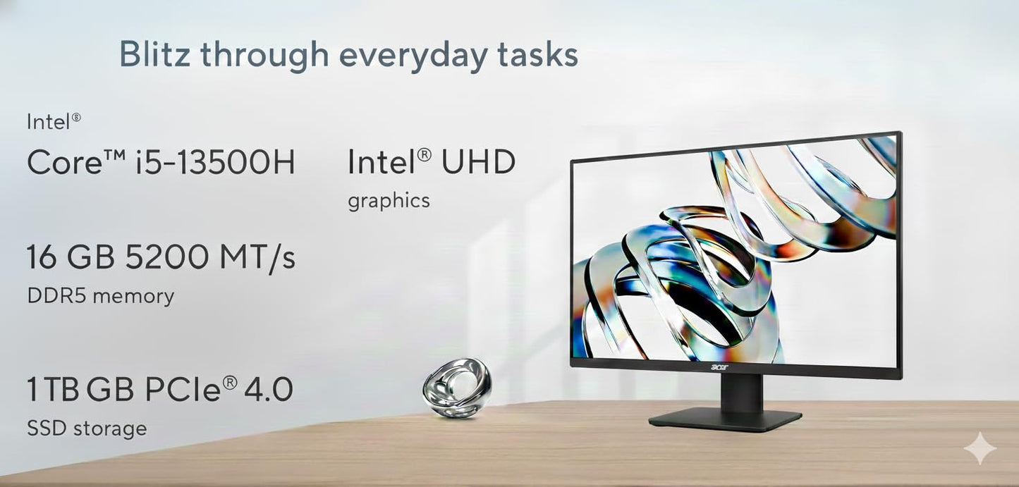 Acer UD.33QSI.01U Veriton Core i5-13500H, 16 GB RAM, 512 GB Storage, 23.8 Inch, Windows 11 Home, All in Ones