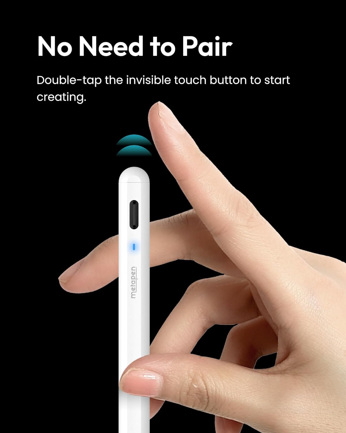 Metapen Pencil A8 for Apple iPad 2018-2025, 2X Faster Charge White