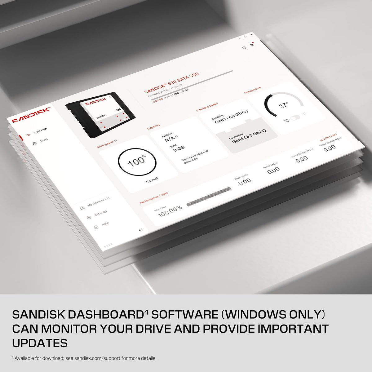 SanDisk® 520 SATA SSD 500GB, 2.5-inch Internal Solid State Drive, Up to 560MB/s Read Speed, 3D NAND, Up to 1000TBW Endurance, 5-Year Limited Warranty