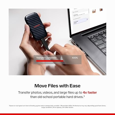 Sandisk 1TB Portable Drive, Up to 600MB/s Read Speeds - Black