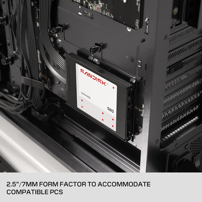 SanDisk® 520 SATA SSD 500GB, 2.5-inch Internal Solid State Drive, Up to 560MB/s Read Speed, 3D NAND, Up to 1000TBW Endurance, 5-Year Limited Warranty