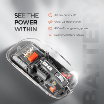 Acer Clearview Transparent Wireless Mouse with Triple-Mode Connectivity, Silent Click Tech
