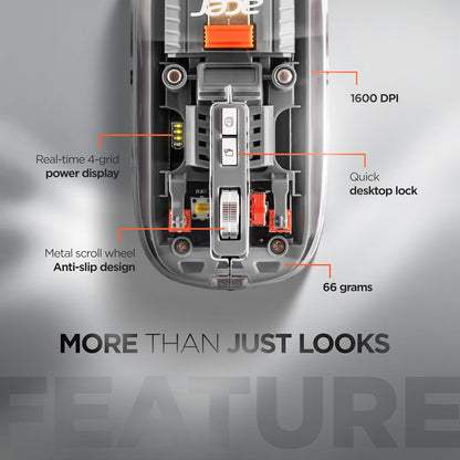 Acer Clearview Transparent Wireless Mouse with Triple-Mode Connectivity, Silent Click Tech