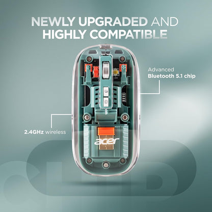 Acer Clearview Transparent Wireless Mouse with Triple-Mode Connectivity, Silent Click Tech