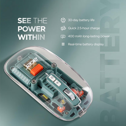 Acer Clearview Transparent Wireless Mouse with Triple-Mode Connectivity, Silent Click Tech