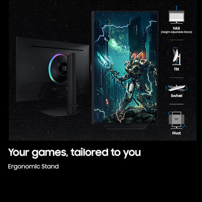 Samsung 27"(68.5cm) Odyssey G7 4K Smart Gaming Monitor|UHD 3840 x 2160|Fast IPS panel|144 Hz|1ms|OTT Apps|VESA DisplayHDR400|Speakers|FreeSync Premium|LAN|WiFi|Bluetooth|HAS Pivot|LS27DG700EWXXL|Black