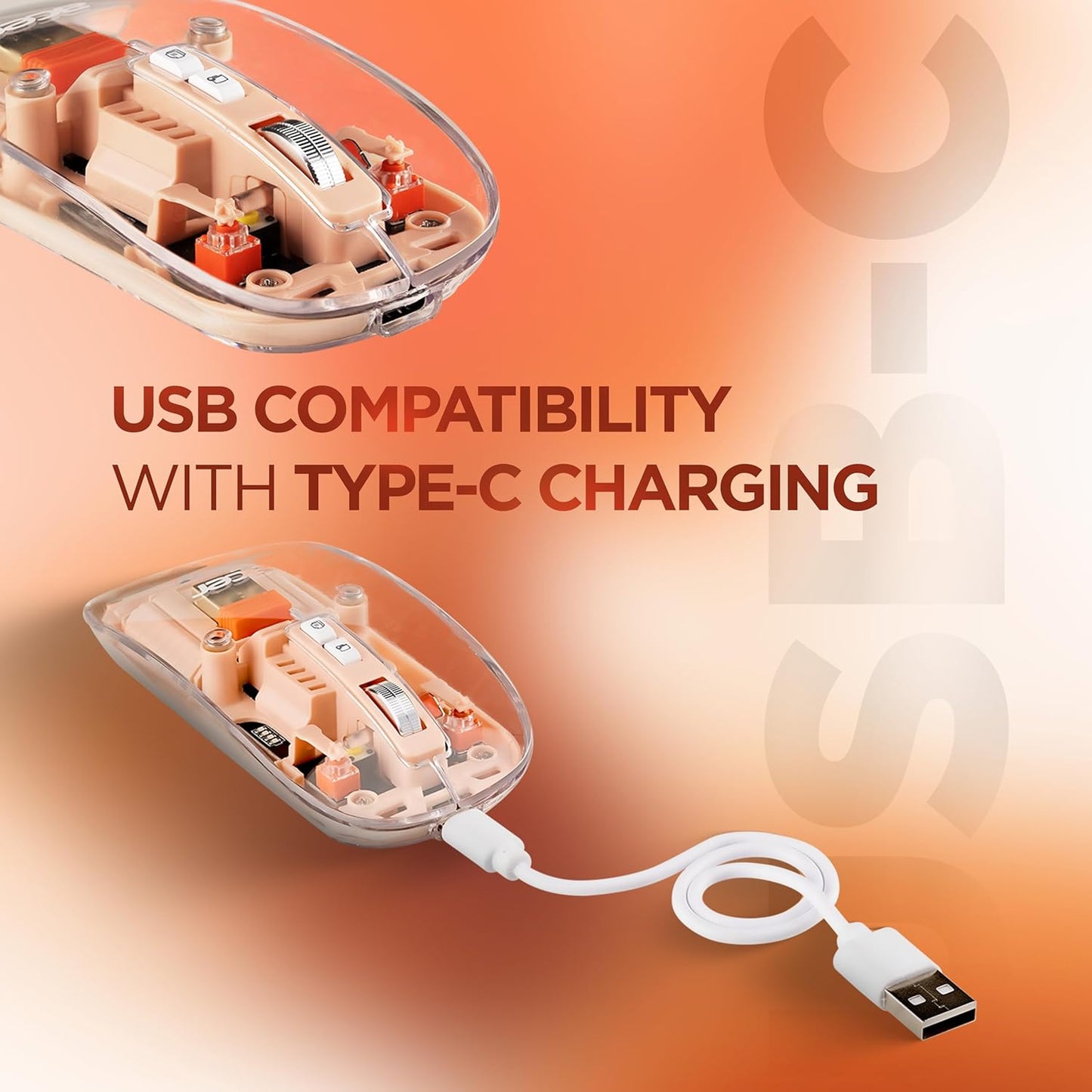 Acer Clearview Transparent Wireless Mouse with Triple-Mode Connectivity, Silent Click